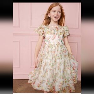 NWT Mini Boden Floral Ruffle Butterfly Dress  Sz 8/9